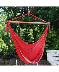 Caribbean Style Extra Large Hanging Rope Hammock Chair Swing for Backyard and Patio