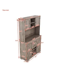 Coffee Bar Cabinet Kitchen with Storage, Farmhouse Wine Drawers shelves and cabinets, Buffet & Glass Racks for Dinin