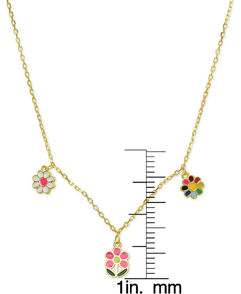 Lily Nily Girls Enamel Multi-color Flower Necklace in 18K Gold over Sterling Silver