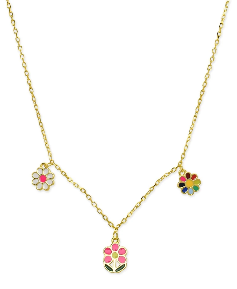 Lily Nily Girls Enamel Multi-color Flower Necklace in 18K Gold over Sterling Silver