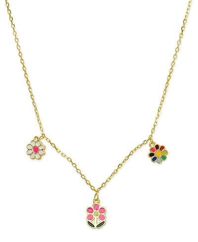 Lily Nily Girls Enamel Multi-color Flower Necklace in 18K Gold over Sterling Silver