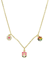 Lily Nily Girls Enamel Multi-color Flower Necklace in 18K Gold over Sterling Silver