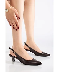 Lety Slingback Kitten Heel Leather Pumps