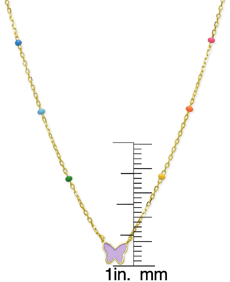 Lily Nily Girls Purple Enamel Butterfly Necklace in 18K Gold over Sterling Silver