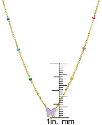 Lily Nily Girls Purple Enamel Butterfly Necklace in 18K Gold over Sterling Silver
