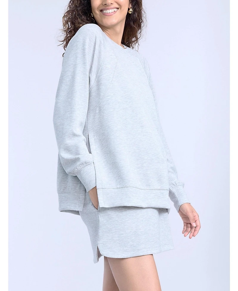 Motherhood Maternity Maternity Long Sleeve With Side Slits Scuba Raglan Top - Motherhood