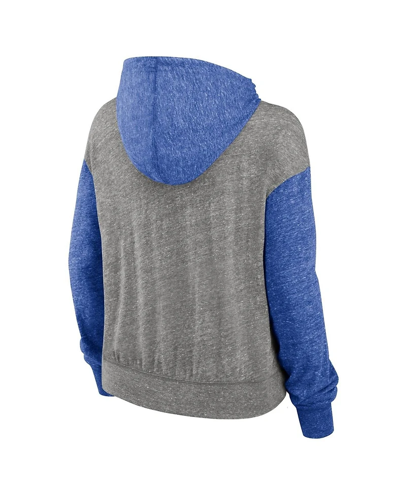 Nike Women's Heather Gray/Heather Royal Florida Gators Color-Block Legacy Pullover Hoodie