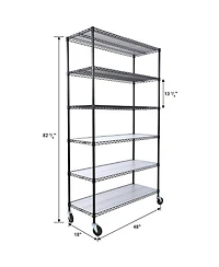 6 Tier 6000lbs Capacity Nsf Metal Shelf Wire Shelving Unit, Heavy Duty Adjustable Storage Rack with Wheels & Shelf Liners for Commercial Grade Utility
