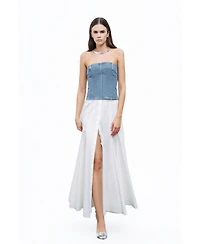 Nocturne Women's Stoned Strapless Denim Crop Top