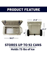 EchoSmile 60/75 Quart Rotomolded Cooler Lightweight, 5 Days Long Lasting Ice Cooler, Ice Chest Suit for Bbq, Camping, Pincnic, and Other Outdoor Activ