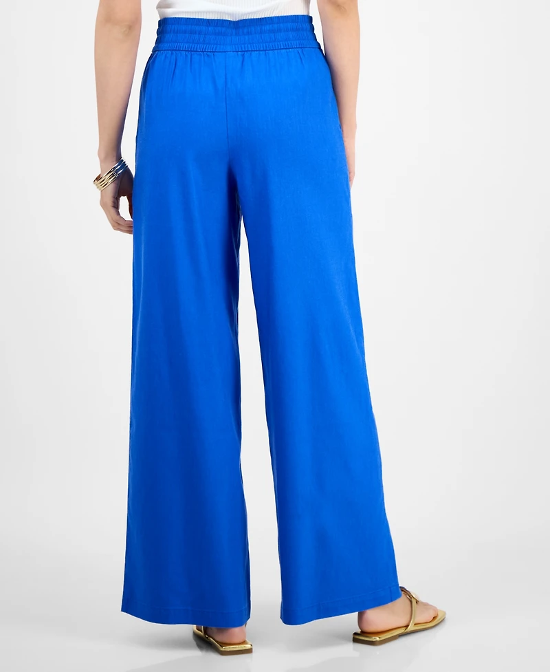 I.n.c. International Concepts Petite Linen-Blend High-Rise Wide-Leg Pants, Exclusively at Macy's