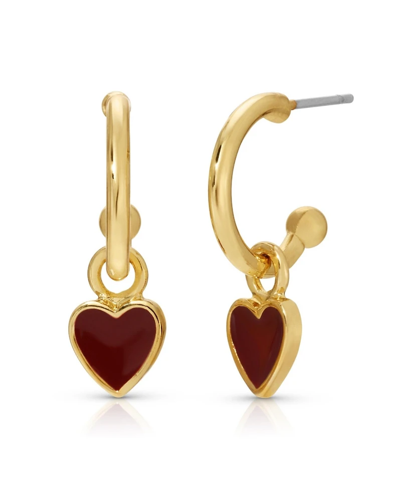 Lucky Feather Hoops with Drop - Heart