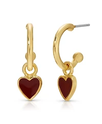 Lucky Feather Hoops with Drop - Heart