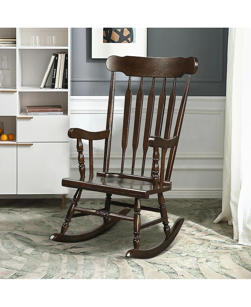 Rocking Chair with Solid Wooden Frame for Garden and Patio