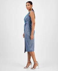 Connected Women's Metallic Side-Twist Sleeveless Dress
