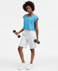 Id Ideology Women's Cotton-Blend Pull-On Bermuda Shorts, Exclusively at Macy's