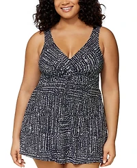 Island Escape Plus Magnolia Twist-Front Underwire Swim Dress, Exclusively at Macys