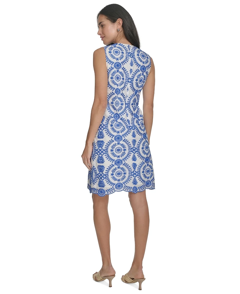 Jessica Howard Petite Embroidered Sleeveless Dress