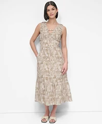 Dkny Women's City Burnout Beaded-Trim V-Neck Dress