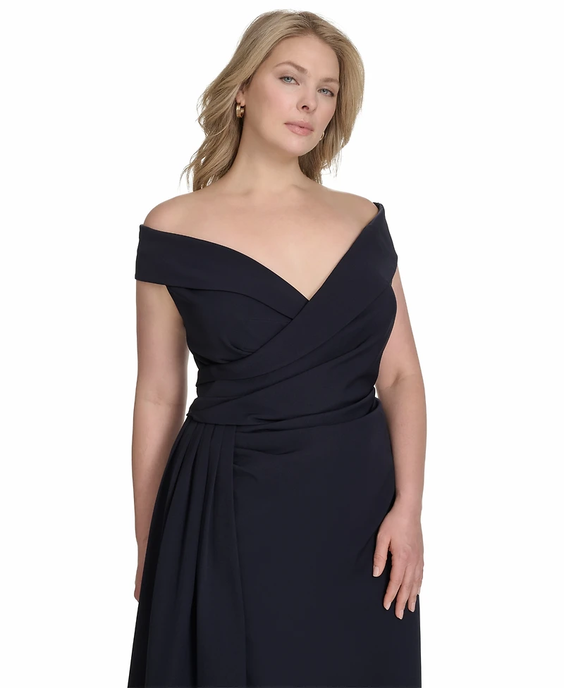 Eliza J Plus Size Off-The-Shoulder Sweetheart Side-Split Gown