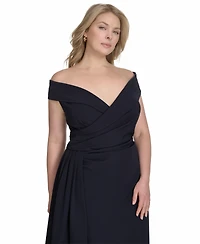 Eliza J Plus Size Off-The-Shoulder Sweetheart Side-Split Gown