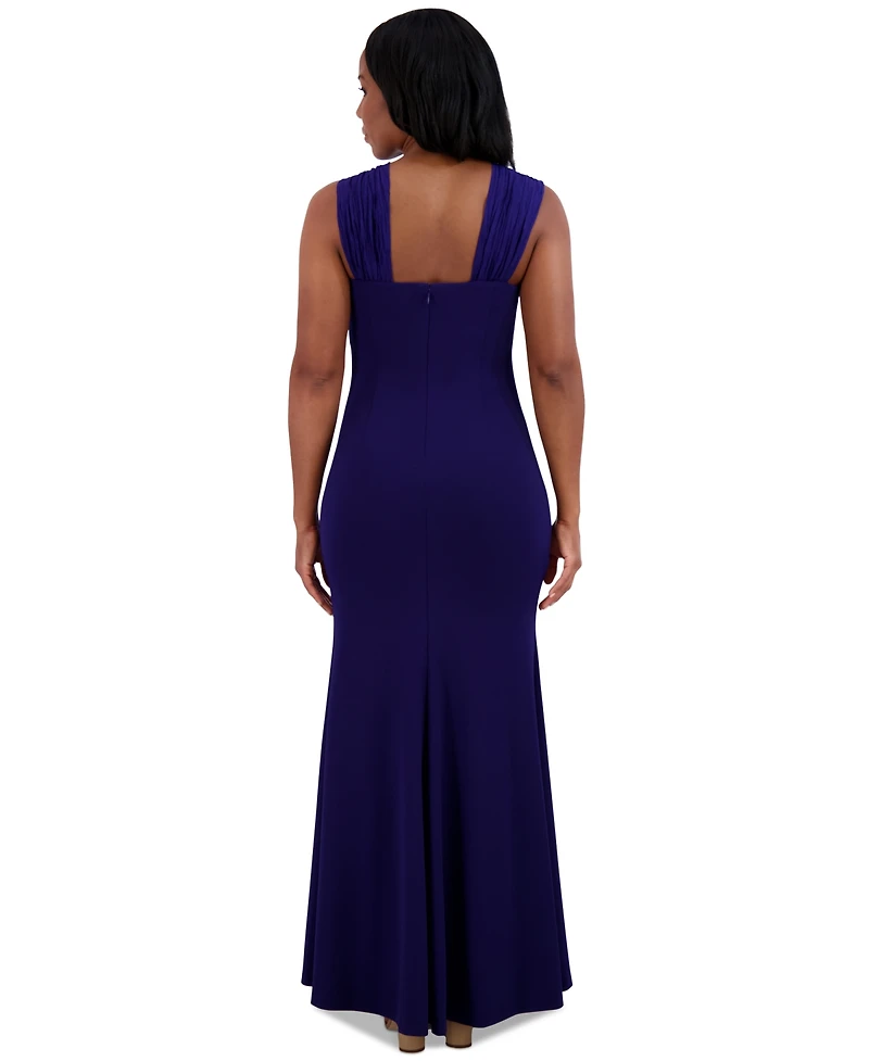 Jessica Howard Women's V-Neck Sleeveless Bow-Trim Gown