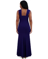 Jessica Howard Women's V-Neck Sleeveless Bow-Trim Gown