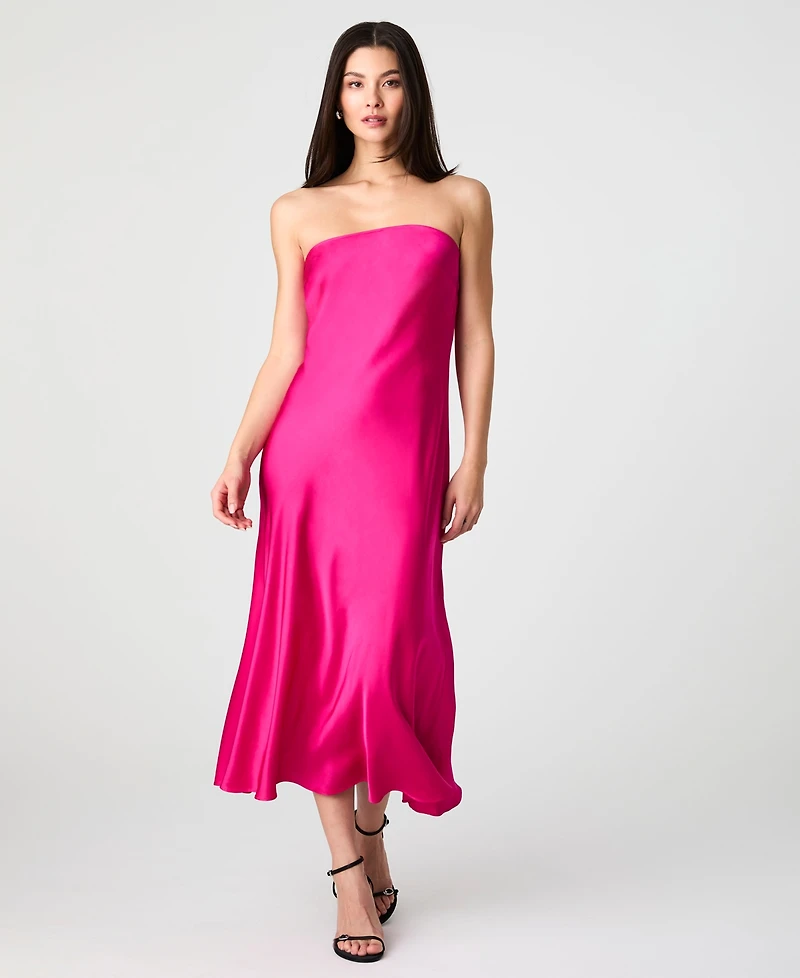 French Connection Women's Oona Satin Strapless Midi Dress
