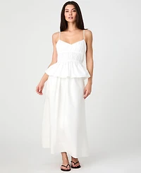 French Connection Women's Cotton Poplin Strappy Peplum Top
