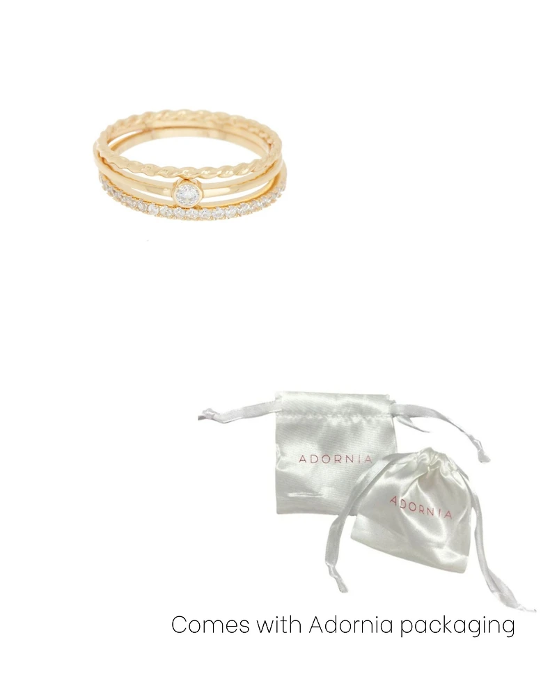 Adornia Gold Three Band Ring Set