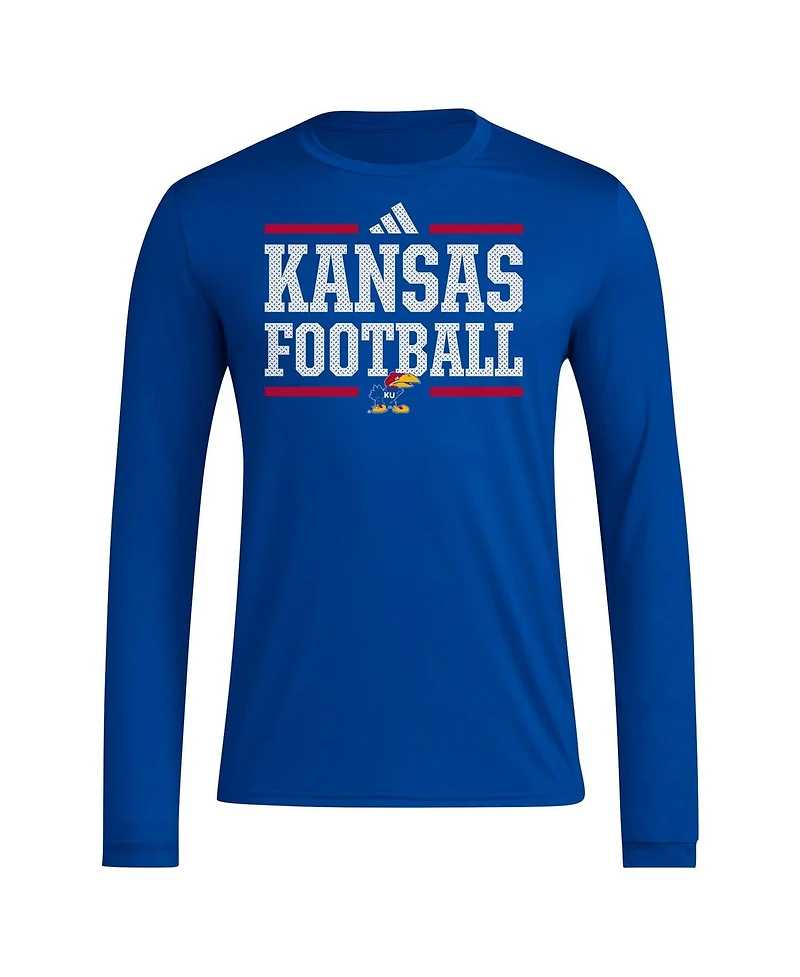 Adidas Men's Royal Kansas Jayhawks Locker Football Pre-Game Aeroready Long Sleeve T-Shirt