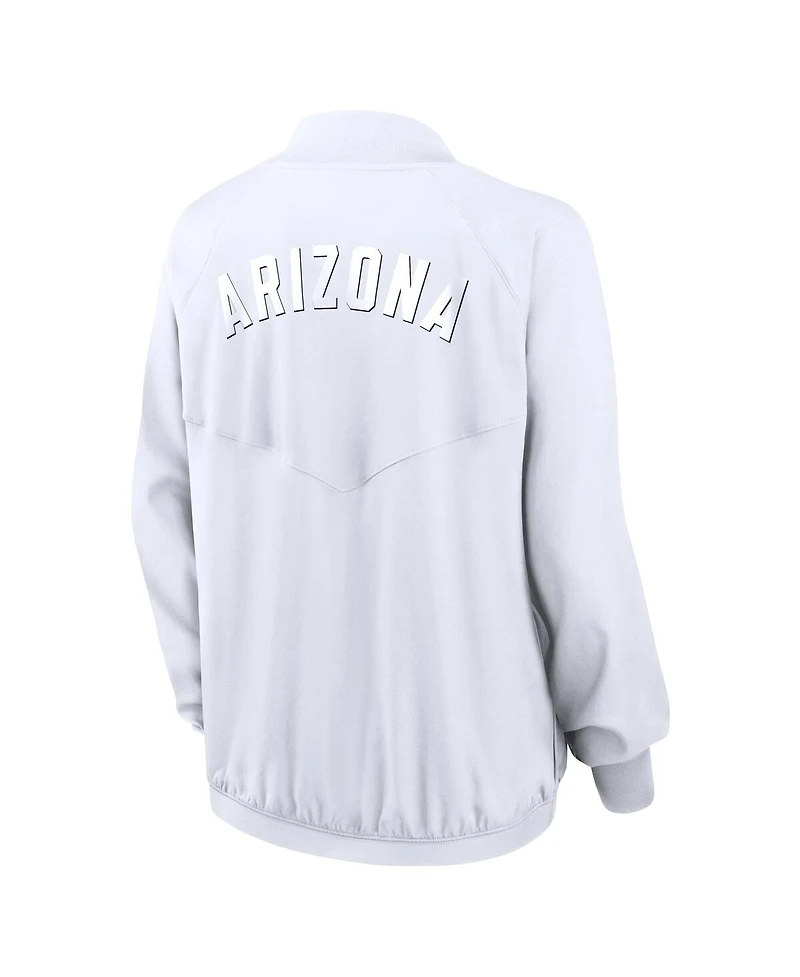 Nike Women's White Arizona Wildcats Raglan Full-Zip Bomber Jacket
