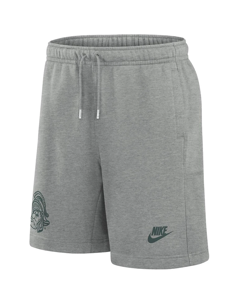 Nike Men's Heather Gray Michigan State Spartans Legacy Essential Fleece Shorts