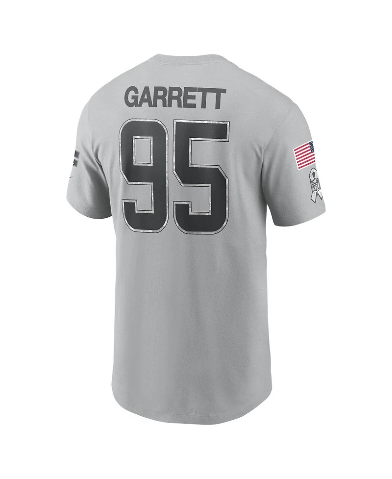 Nike Men's Myles Garrett Gray Cleveland Browns 2024 Salute To Service Name Number T-Shirt