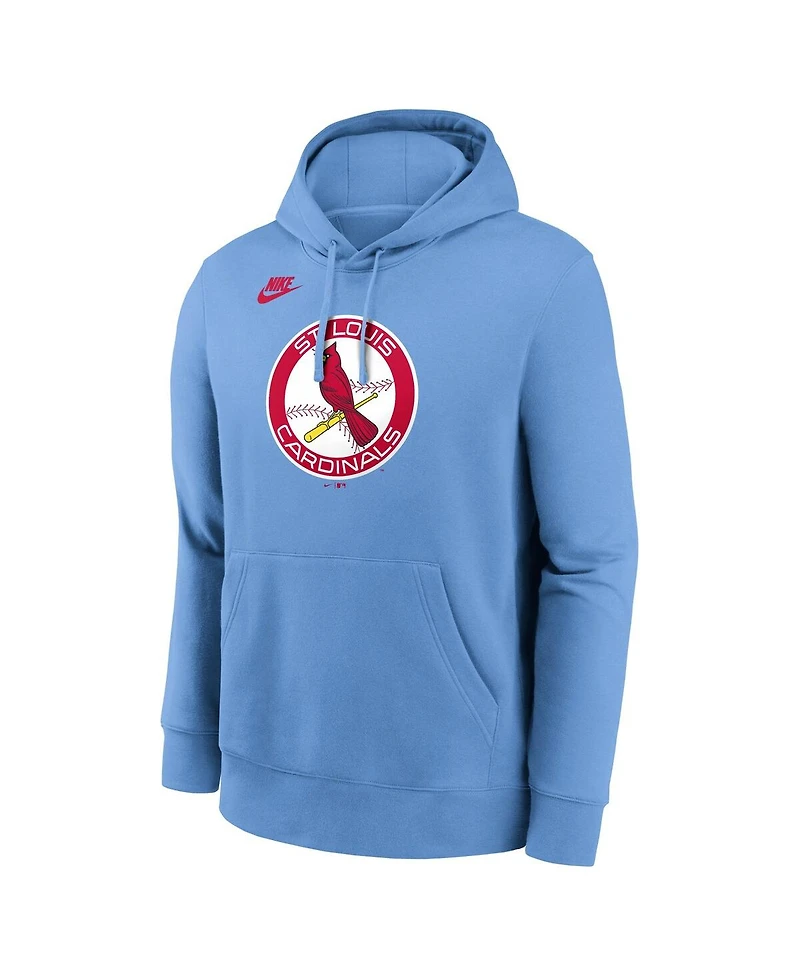 Nike Men's Light Blue St. Louis Cardinals Cooperstown Collection Logo Club Pullover Hoodie