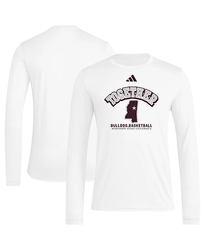 Adidas Men's White Mississippi State Bulldogs Together On-Court Pregame Long Sleeve T-Shirt