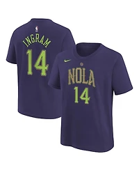 Nike Big Boys and Girls Brandon Ingram Purple New Orleans Pelicans 2024/25 City Edition Name Number T-Shirt