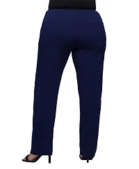 24seven Comfort Apparel Plus Size Comfortable Stretch High Waist Pants