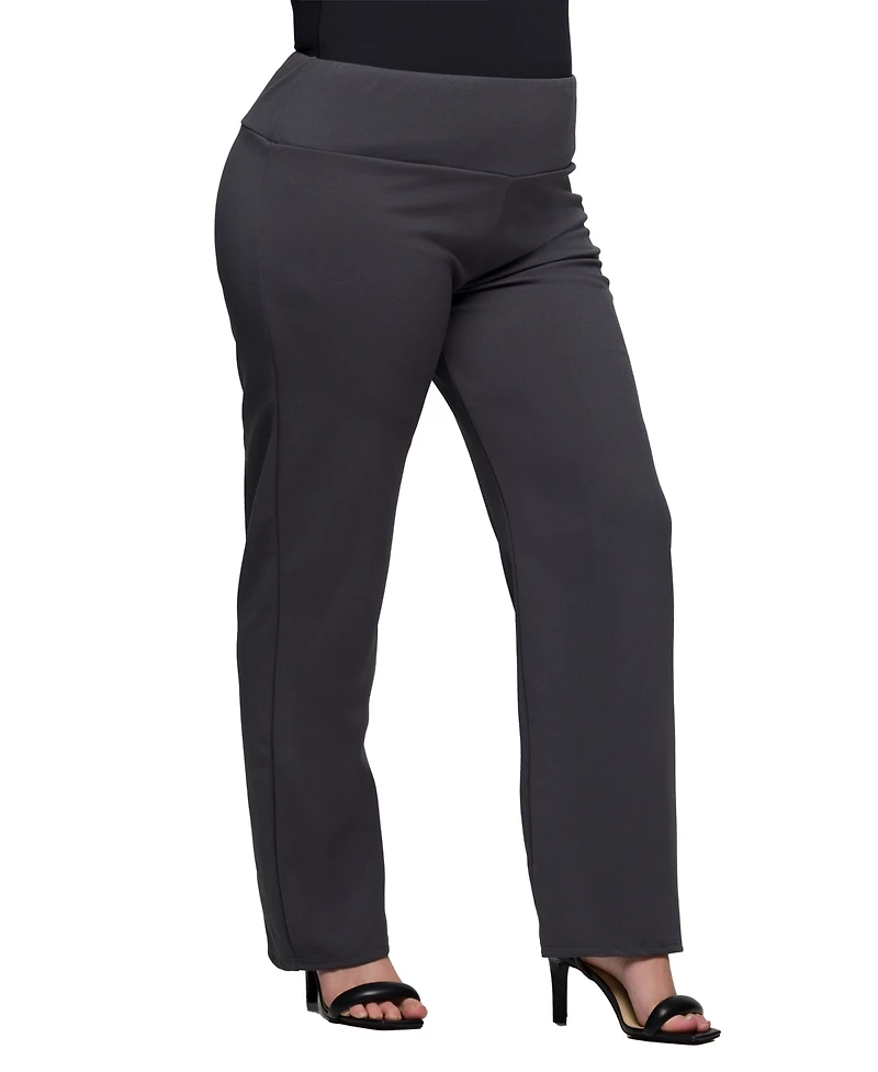 24seven Comfort Apparel Plus Comfortable Stretch High Waist Pants