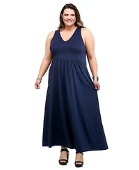 24seven Comfort Apparel Plus Size Maxi Sleeveless Dress with Pockets