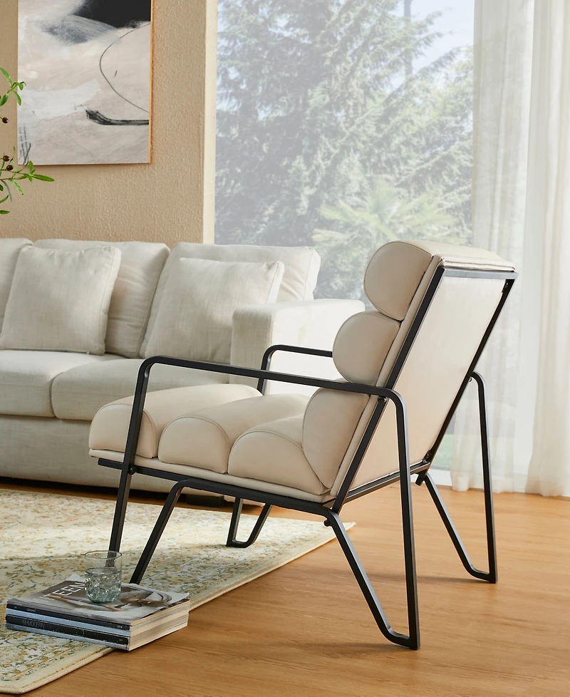 Glitzhome 2-Pc. Leatherette Modern Wavy Accent Chair