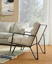 Glitzhome 2-Pc. Leatherette Modern Wavy Accent Chair