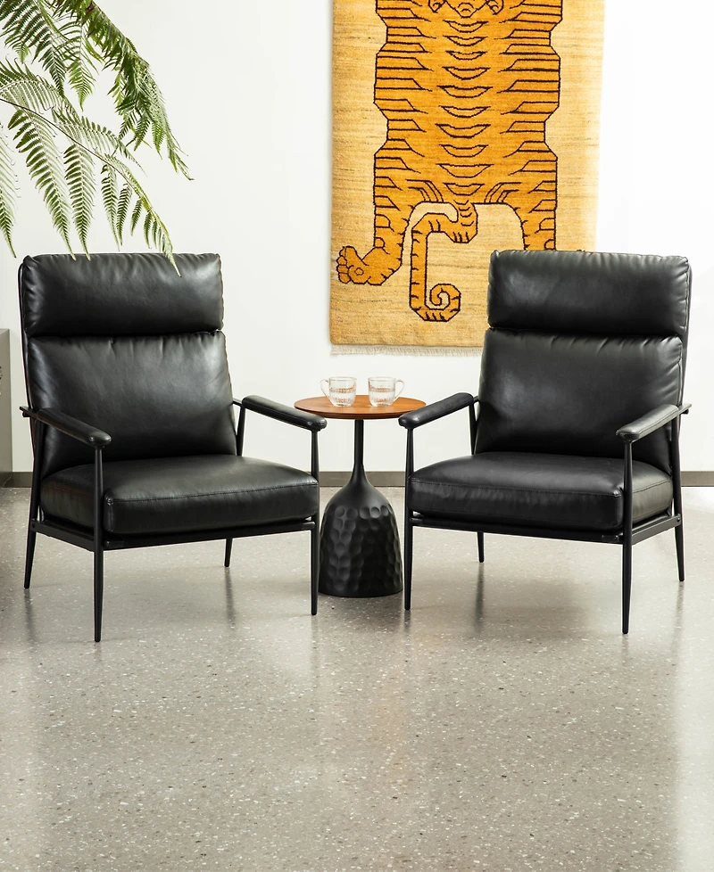 Glitzhome 39.5" Leatherette Mid-Century Modern Armchair
