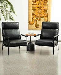 Glitzhome 39.5" Leatherette Mid-Century Modern Armchair