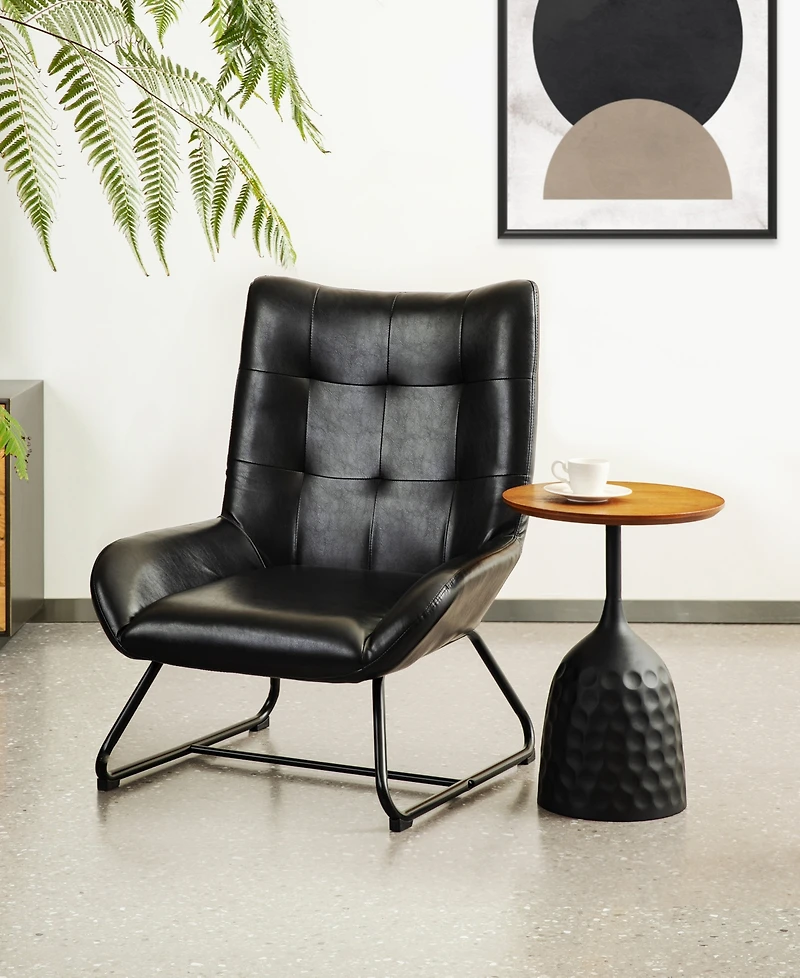 Glitzhome 35.75" Leatherette Mid-Century Modern Wingback Accent Chair