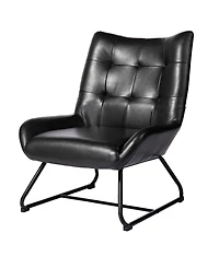 Glitzhome 35.75" Leatherette Mid-Century Modern Wingback Accent Chair