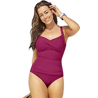 Swimsuits for All Women's Ruched Twist Front One Piece Swimsuit