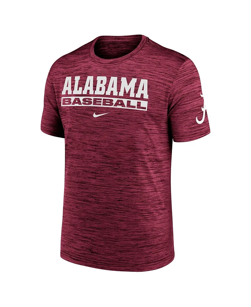 Nike Men's Crimson Alabama Tide Velocity Baseball Wordmark Stack Performance T-Shirt