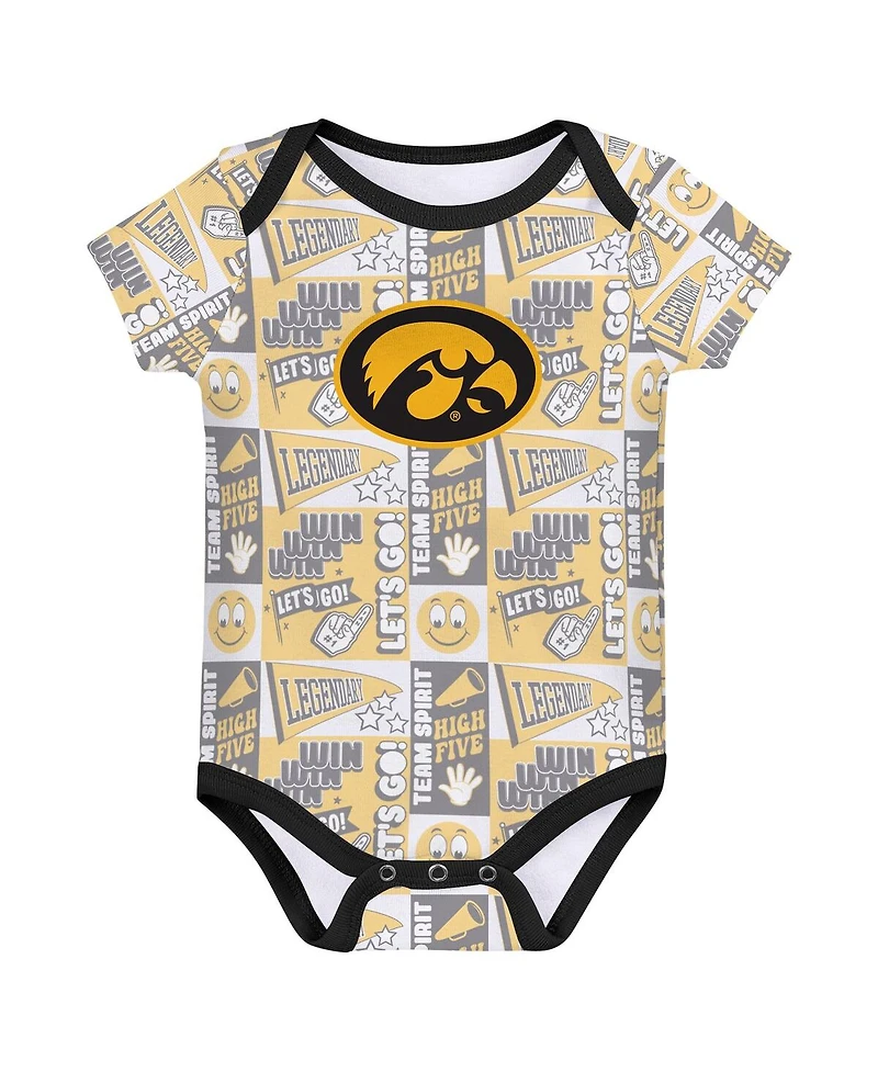 Outerstuff Newborn Black Iowa Hawkeyes Sunday Comics Bodysuit, Set of 3
