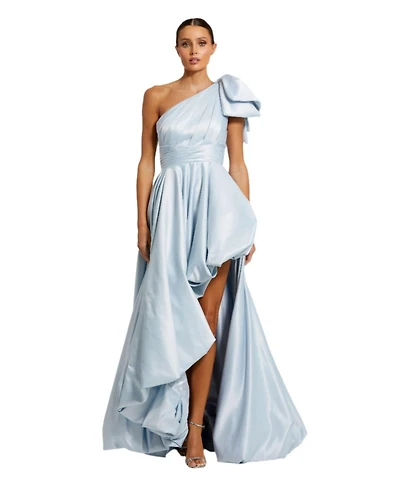 Mac Duggal Women's Satin One Shoulder Bow Gown